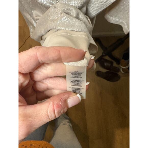 Guess Metallic Gold Long Sleeve Ruched Bodycon Dress Women's Size 12 - Picture 4 of 5